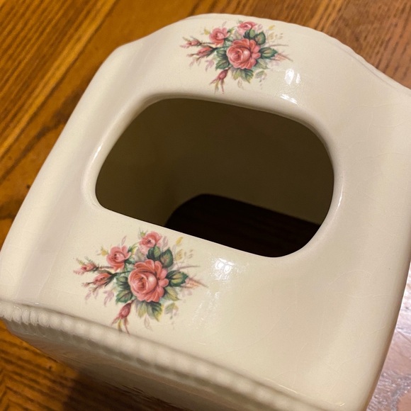 VINTAGE ATHENA CALIFORNIA TISSUE BOX HOLDER COTTAGECORE SHABBY CHIC ROSE PINK - Picture 4 of 8